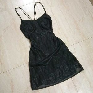Black Metallic Mini Dress