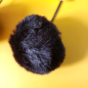 Black Pom Pom Earrings