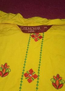 Mustard Yellow Embroidered Cotton Top