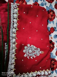Beautiful Motiya Embroidery Saree And Blouse Work