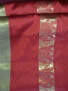 Black And Red Saree With Golden Border Design
