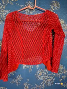 A Black Top With  Net Jacket