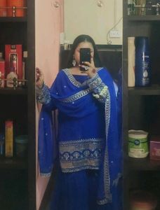 Elegant Blue sharara Suit with dupatta
