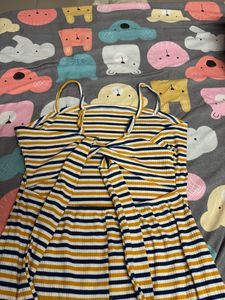 Multicolor Stripe Print on Cotton Yarn Dyed Dress