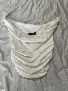 Chic Off-White Ruched Tube Top by UPTOWNE