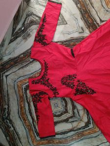 Red Embroidered Ethnic Gown