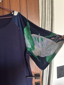 Floral Sleeve Navy Tee