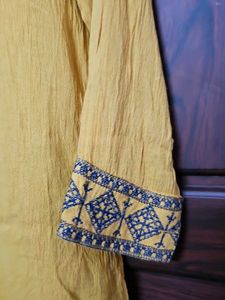 Chic Mustard Embroidered Tunic Top