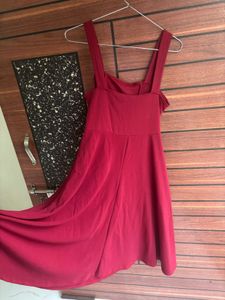 Burgundy Fit &amp; Flare Dress