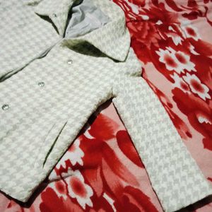 Houndstooth Patterned Coat