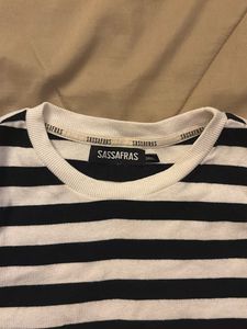 Black And White Striped Crop Top