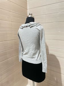 H&amp;M ruffled collar V neck cardigan