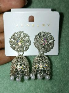 Silver Jhumka Earrings