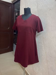 Burgundy Fit & Flare Dress