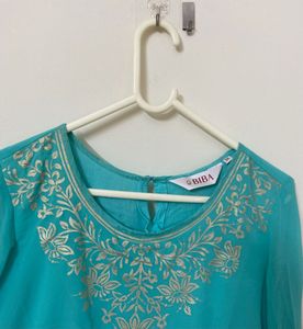 New Firozi Biba Anarkali Kurta Full Set