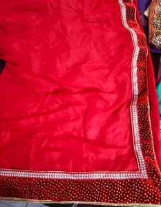 Elegant Red And Golden Saree