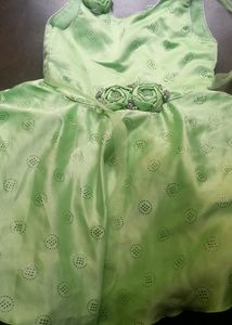 2to4 Year Babygirl Green Colour Partyware Frock