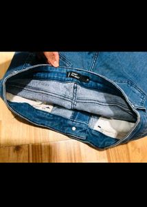 Blue Denim Jeans with Ankle Detail