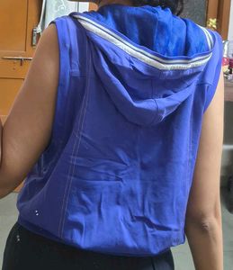 Blue Sleeveless hoodie