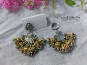Dual tone Silver-Gold ghungroo Jhumka Stud