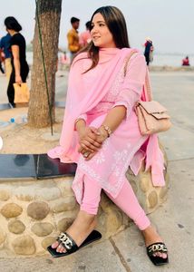 Georgette Pink Chikankari set