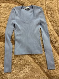 Zara Blue Ribbed Top