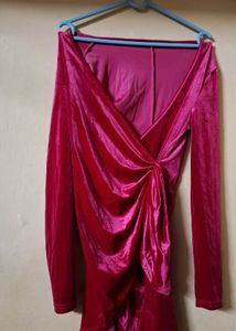 Rose Colour Beautiful Velvet Stylist Dress