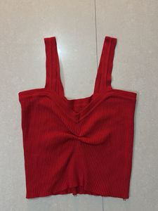 Korean Y2K Red knit top