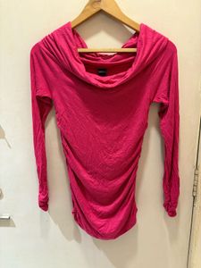 Pink Cowl Neck Top