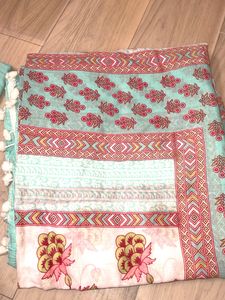 Light Blue Kurta Set With Printed Floral Dupatta