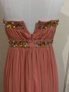 Peach beautiful embellished stone dress