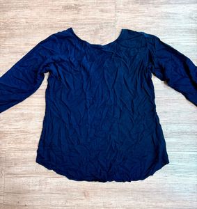 2 Tops-Coral Overlap Tie Top &amp; Blue Short Kurta