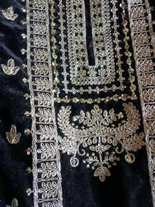 Elegant Black Velvet Kurta Set
