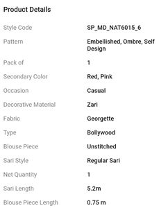 BRAND NEW PINK &amp; RED SHADE SAREE WITH ATTACH BLOUS