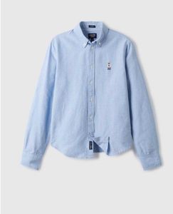 Blue Oxford Shirt with Bear