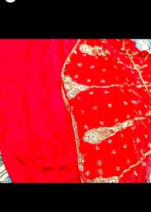 Red bridal Lancha net 3 pieces Koti,Lehenga,Dupatt