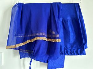 Blue Netted Anarkali Set
