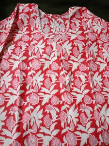 Red Floral Print Tunic Top