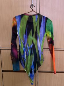 Zara Mesh Printed Bodysuit Full Sleevs