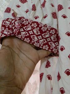H&amp;M Red and White Top Square Neck L