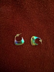 Iridescent Baguette Earrings/ Designer Rainbow