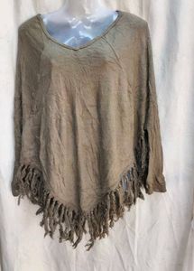 1581. Boho Fringe Poncho Top