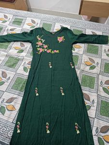 Embroidered Green Maxi Dress