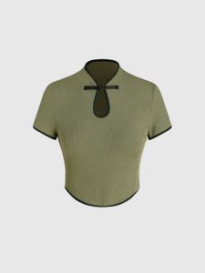 Collar Button Short Sleeve Top