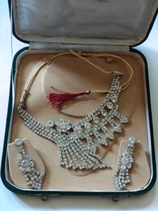 Vintage Rhinestone Necklace & Earring Set