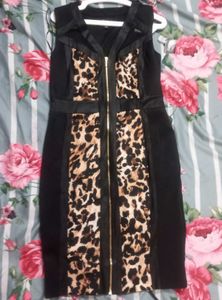 IMPORTED BRANDNEW Dress with Leopard Print Panel
