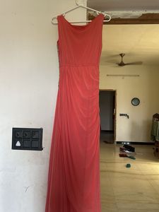 Coral Formal Gown with Embellishments