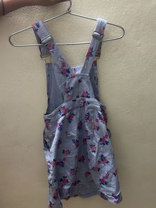 Floral Denim Overalls Dress