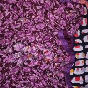 Printed Saree With Attached Fall