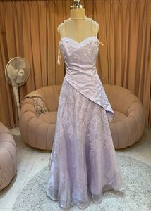 Lavender Lace & Satin Formal Gown